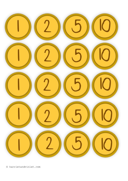 Printable coins for games, counting - Free Teaching Resources - Print ...