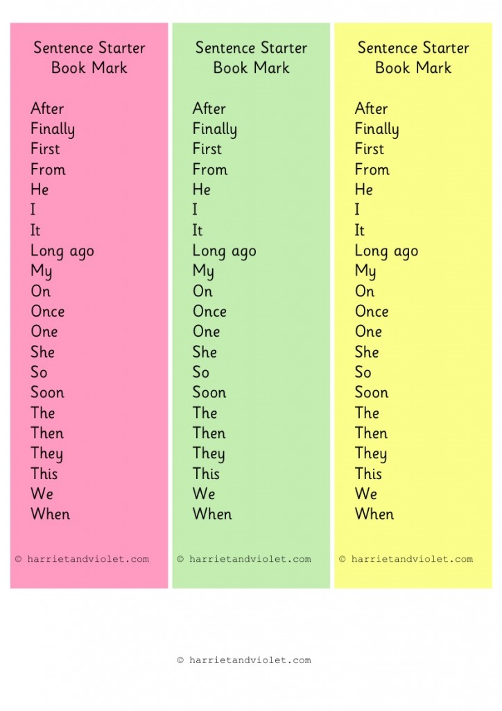 Sentence Starters And Useful Vocabulary Printable