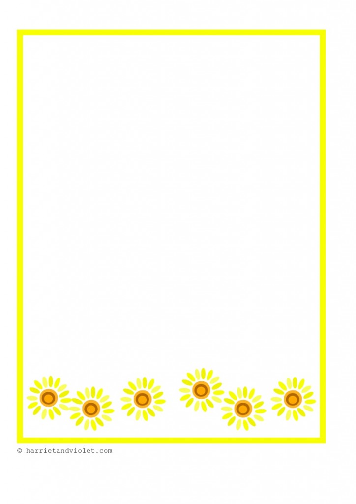 Pretty Daisy Flower Border Paper A4 Portrait Plain Free Teaching