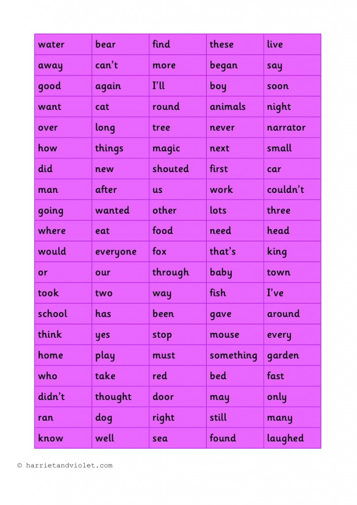 High Frequency Words Word Search Printable Free