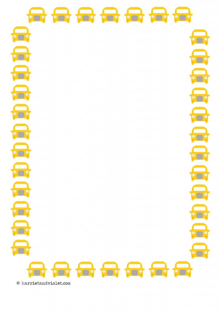 EYFS Yellow Cab Taxi Car Border Paper A4 Lined, plain and half lined ...