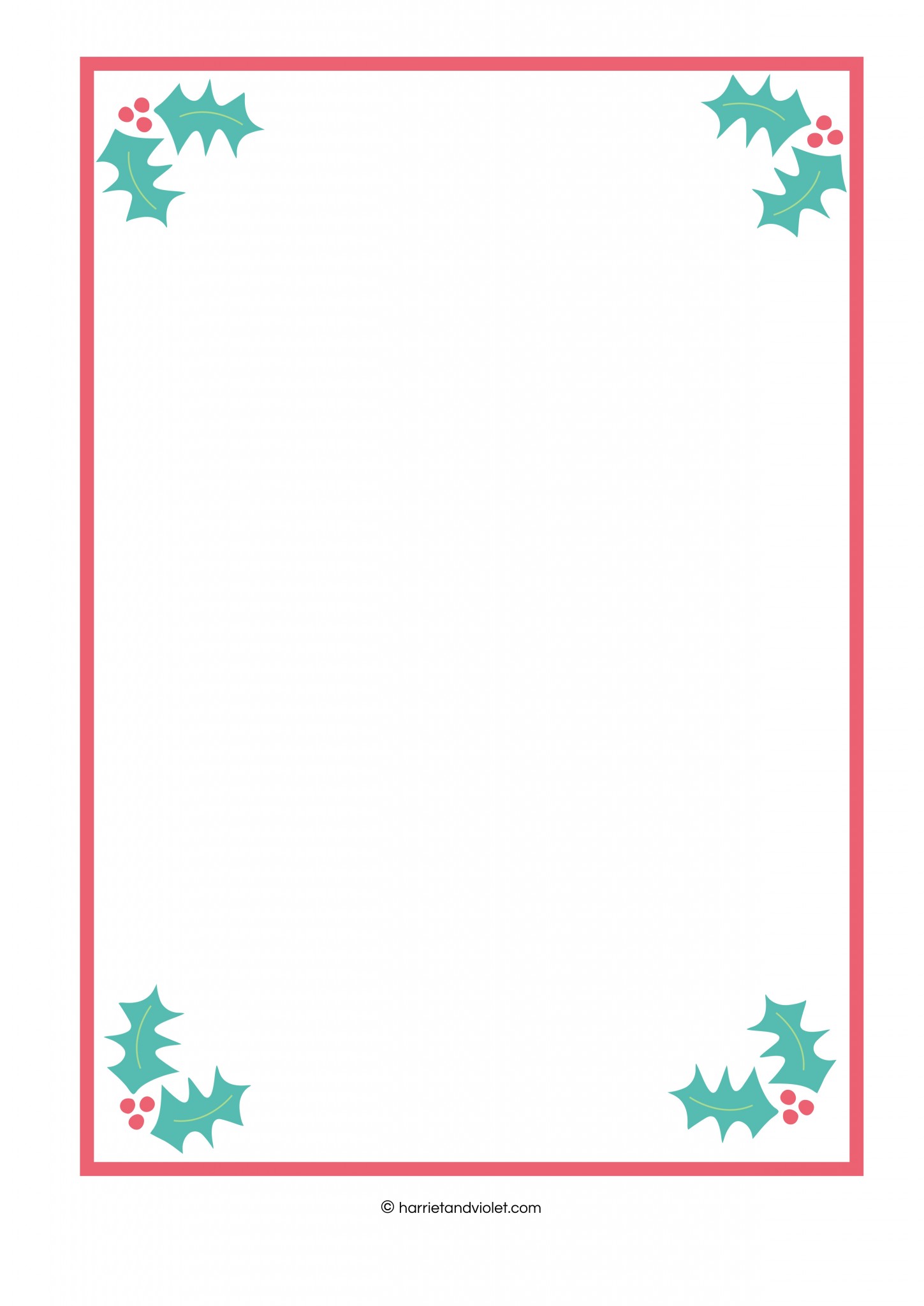 Christmas or Winter Holly Border Paper Free Teaching Resources