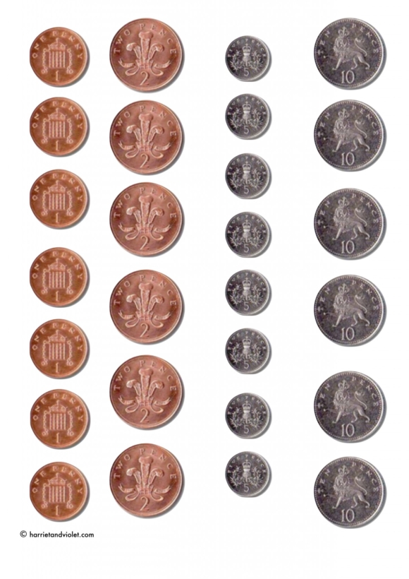 Coins Matching Activitiy Coins With The Amount In Pound And Pence 