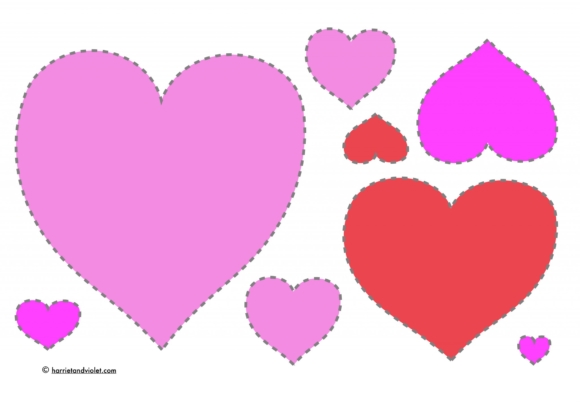 Valentine Hearts to cut out and order in size - pink - Free Teaching ...