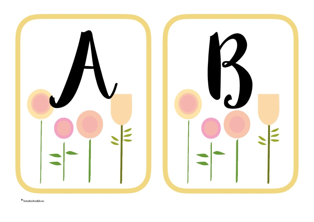 flower alphabet display or flashcards a z capital letters free