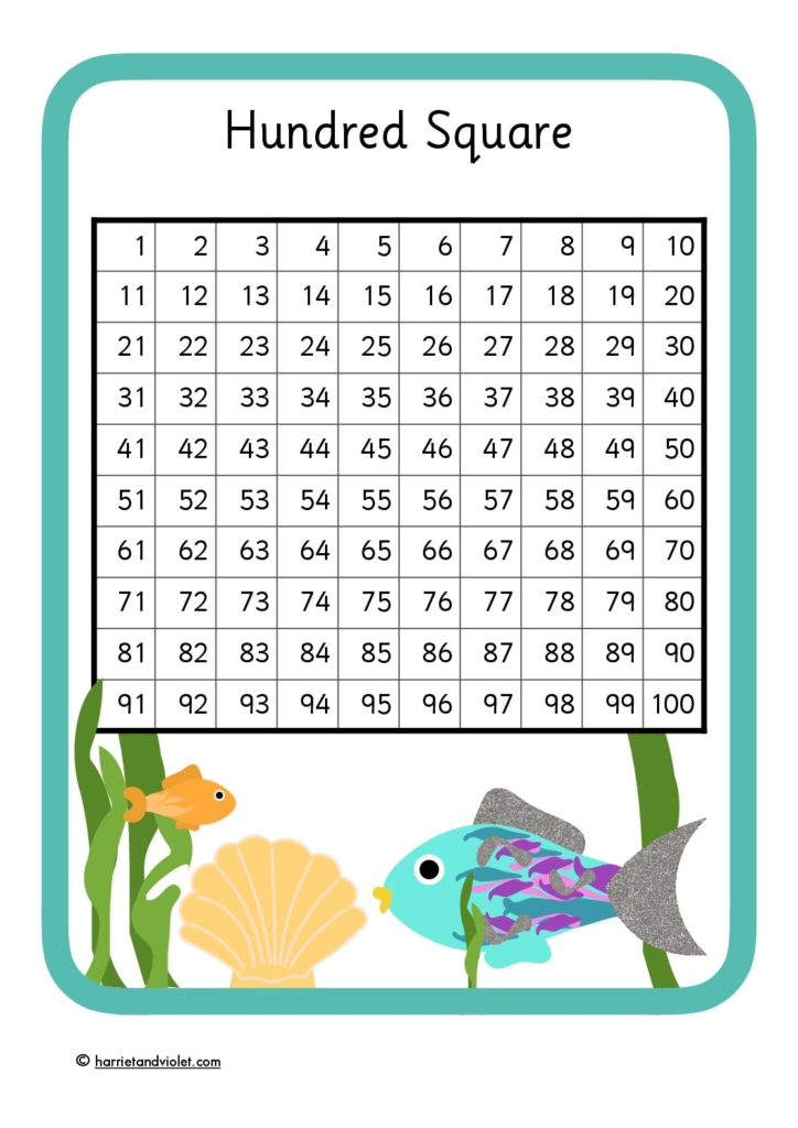 hundred square rainbow fish style free teaching resources print