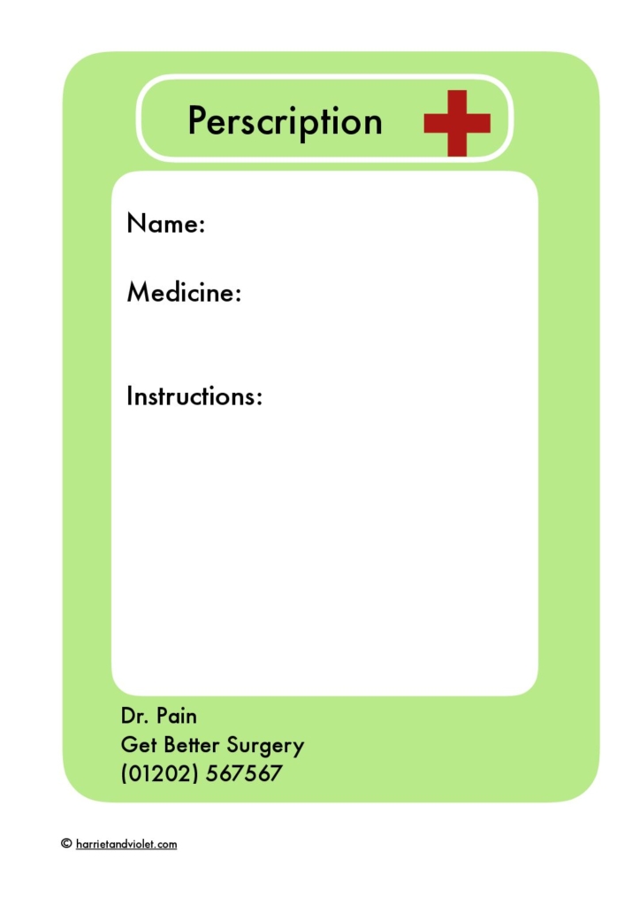 Perscription - Page 1 - Free Teaching Resources - Print 