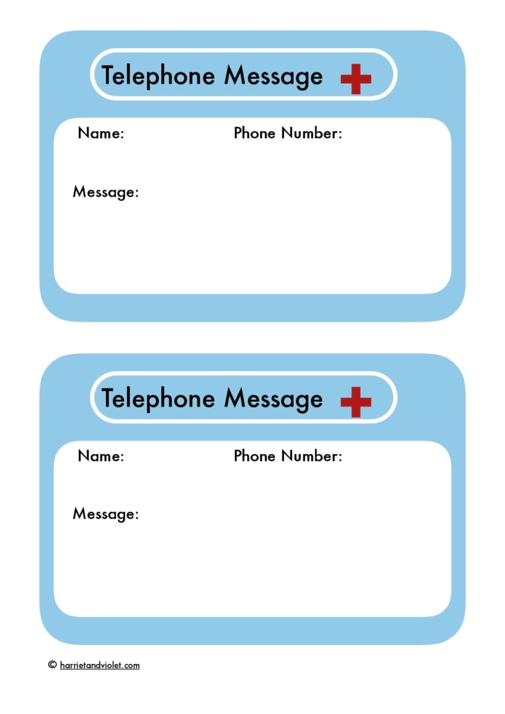 Hospital Forms telephone message Free Teaching Resources Print