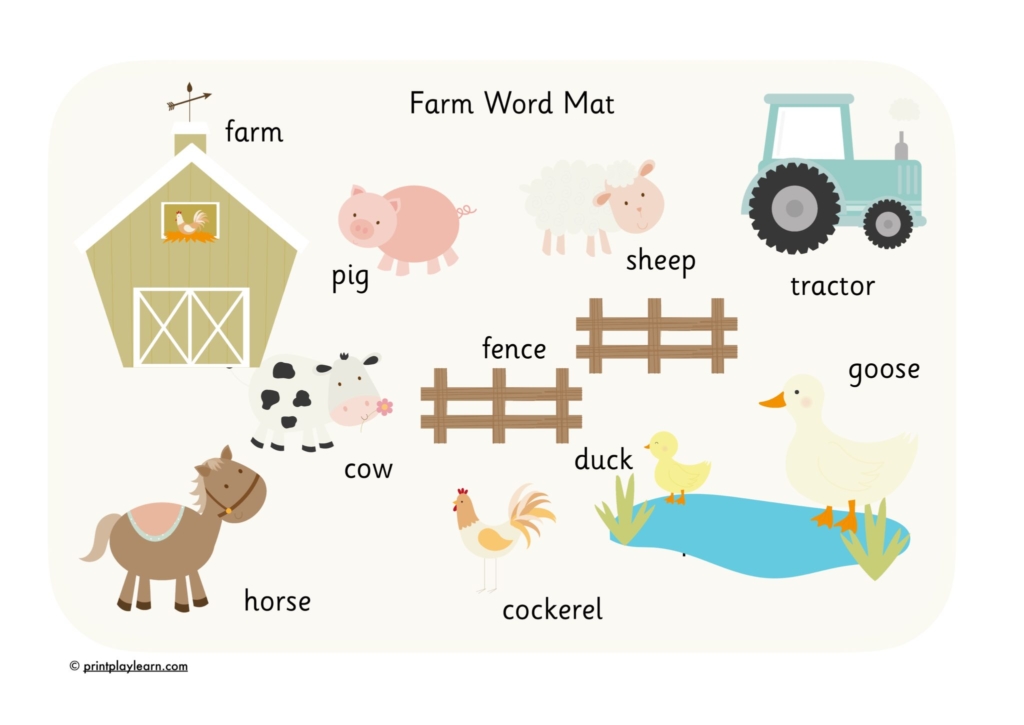 Farm Word Mat Printable Teaching Resources Print Play Learn