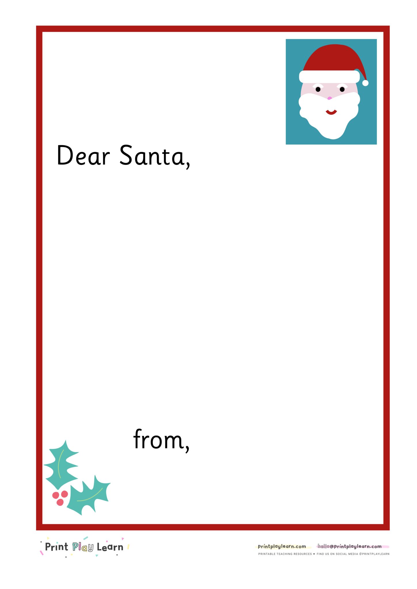 Writing a letter to Father Christmas Free Teaching Resources Print